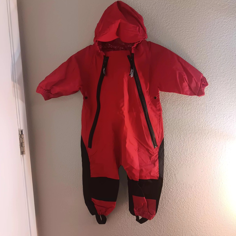 Red and Black Hooded Snowsuit